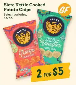 Sprouts Farmers Market Siete Kettle Cooked Potato Chips offer