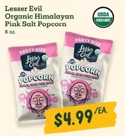 Sprouts Farmers Market Lesser Evil Organic Himalayan Pink Salt Popcorn offer