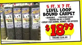 Ollie's 5 FT. X 7FT. ROLL LEVEL LOOP-BOUND CARPET offer