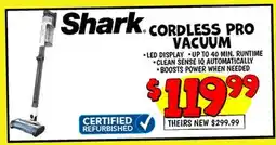 Ollie's Shark CORDLESS PRO VACUUM offer