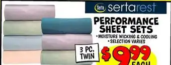 Ollie's Serta PERFORMANCE SHEET SETS offer