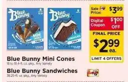 ShopRite Blue Bunny Mini Cones / Blue Bunny Sandwiches offer