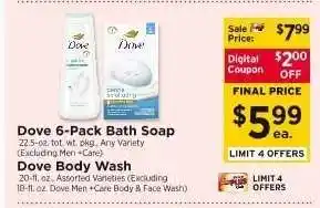 ShopRite Dove 6-Pack Bath Soap offer