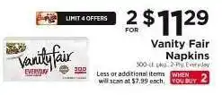 ShopRite Vanity Fair Napkins offer