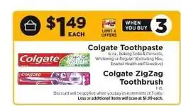 ShopRite Colgate Toothpaste / Colgate ZigZag Toothbrush offer