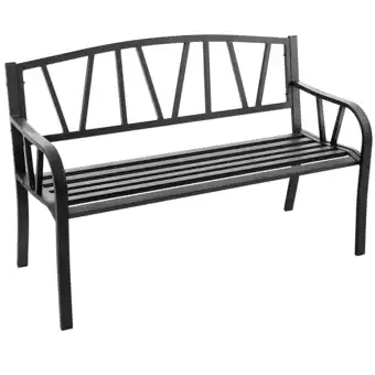 Walmart Costway Outdoor Patio Garden Bench Metal Frame with Ergonomic Armrest 660 Lbs Max Load offer