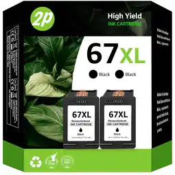 Walmart 67XL Black Ink Cartridges Compatible for HP 67 Black Ink Cartridges HP 2700 2752e 2742e 6000 6055e offer