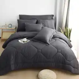 Walmart HIG 8 PCS Modern Comforter Set with Sheets All Season Bed in a Bag, Dark Gray, Queen Size offer