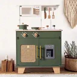 Walmart Robud Kids Kitchen Play Set with Fridge, Microwave, Dishwasher, Vintage Green, Suitable for Age 3+ offer