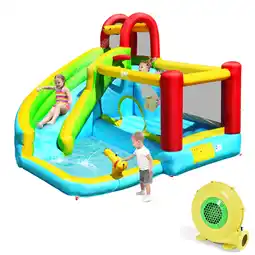 Walmart Gymax Inflatable Kids Water Slide Jumper Bounce House Splash Water Pool W/ 480W Blower offer