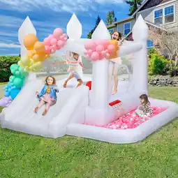 Walmart Toiyjofe Inflatable White Bounce House for Outdoor Indoor, 10x10 ft Bouncy Castle for 3-12 Years offer