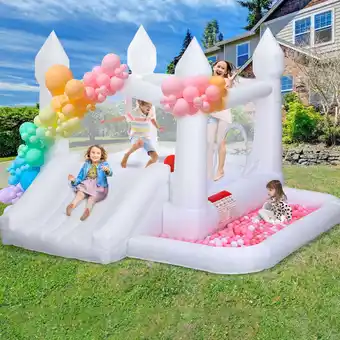 Walmart Toiyjofe Inflatable White Bounce House for Outdoor Indoor, 10x10 ft Bouncy Castle for 3-12 Years offer