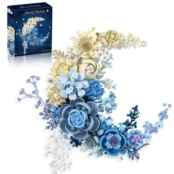 Walmart GZBrick Blue Flowers Moon Building Sets Dried Botanicals for Girls Compatible with Lego offer
