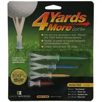 Walmart 4 Yards More Reduced Friction Polymer Golf Tees- Various Colors Blue, Green, Yellow and Red offer