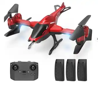 Walmart Helicopter Drone for Kids Adults, WeFone Toys with 3D Stunt Flips, Headless Mode, 3 Batteries, Red offer