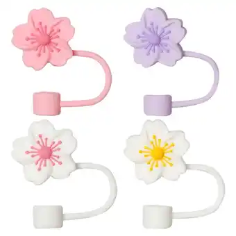 Walmart Tumbler Straw Caps Stopper Drinking Covers The Flowers Silica 4 Pcs offer