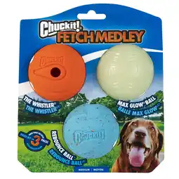 Walmart Chuckit! Fetch Medley Rubber Dog Ball Fetch Dog Toys, Medium (2.5), Value Pack, Pack of 3 offer