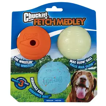 Walmart Chuckit! Fetch Medley Rubber Dog Ball Fetch Dog Toys, Medium (2.5), Value Pack, Pack of 3 offer