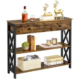 Walmart Renwick Wooden Console Table with 1 Drawer and 2 Open Shelves for Livingroom, Rustic Brown: offer
