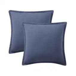 Walmart My Texas House 20 x 20 Allie Reversible Solid Blue Cotton Decorative Pillow Covers (2 Count) offer