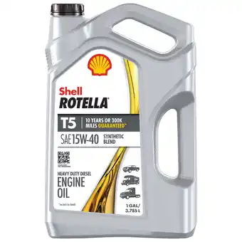 Walmart Shell Rotella T5 Synthetic Blend 15W-40 Diesel Engine Oil, 1 Gallon offer