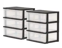 Walmart IRIS 3-Drawer Wide Plastic Storage Drawer, Black, Set of 2 offer