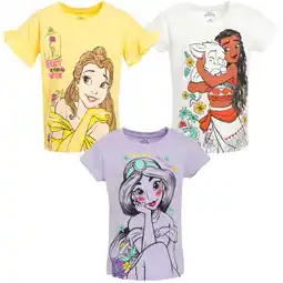 Walmart Disney Princess Moana Jasmine Belle Little Girls 3 Pack T-Shirts Toddler to Big Kid offer