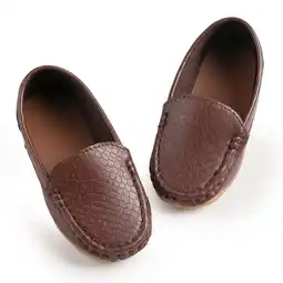 Walmart Bonario Toddler Boys Girls Shoes Slip-On Flats Boat Leather Loafers Moccasin for Little Kids offer
