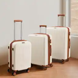 Walmart Hard Expandable Luggage Sets with Double Spinner Wheels, TSA Lock, 3-Piece Suitcase Sets, Beige Tan offer