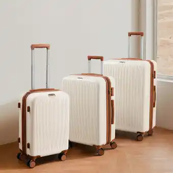 Walmart Hard Expandable Luggage Sets with Double Spinner Wheels, TSA Lock, 3-Piece Suitcase Sets, Beige Tan offer