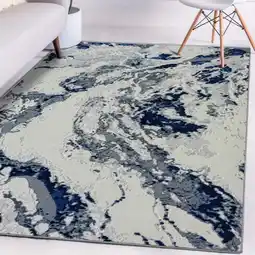 Walmart Luxe Weavers Abstract Marble Blue 8x10 Area Rug for Living Room and Bedroom offer