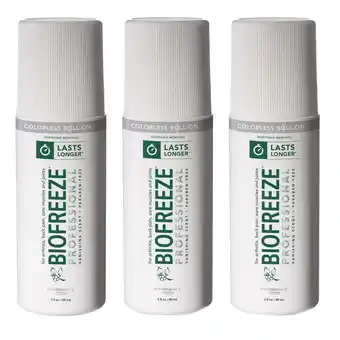 Walmart Biofreeze Biofreeze Professional Colorless 3oz Roll-On 3PK Pain Relief Arthritis Fast-Acting offer