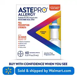 Walmart Astepro Allergy, Steroid Free Antihistamine Nasal Spray, 60 Metered Sprays offer