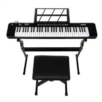 Walmart Zimtown 61 Keys Electronic Keyboard Piano Set with Lighted Full Size Keys, Stand, Bench offer