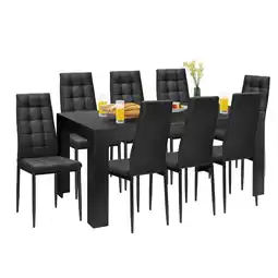 Walmart Gymax 9pcs Dining Set Wood Table and 8 Fabric Chairs Home Kitchen Modern offer