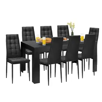 Walmart Gymax 9pcs Dining Set Wood Table and 8 Fabric Chairs Home Kitchen Modern offer