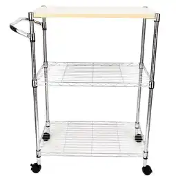 Walmart Ktaxon 3-Tier Rolling Kitchen Trolley Cart Steel Island Storage Utility Service Dining Silver offer