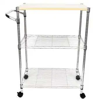 Walmart Ktaxon 3-Tier Rolling Kitchen Trolley Cart Steel Island Storage Utility Service Dining Silver offer