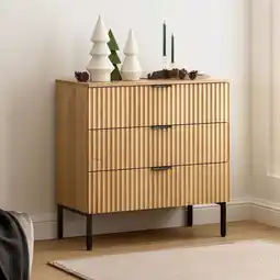 Walmart EYYTHUNG Modern Fluted 3-Drawer Dresser with Metal Legs, 31.5 x 15.75 x 31.1 Inches, 150 lb Capacity offer