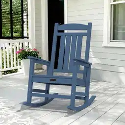 Walmart SERWALL Outdoor Rocking Chair, HDPE Patio Rocker for Lawn, Porch, Blue offer