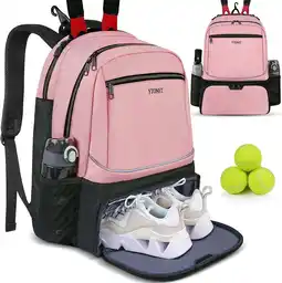 Walmart Ytonet Tennis Backpack Pickleball Bag with Insulated Pocket and Shoe Compartment for Women, Pink offer