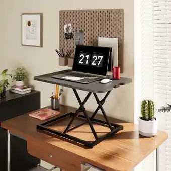 Walmart FunniHomi 27 Home Office Desk Riser Adjustable Standing Desk Converter Black offer