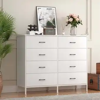 Walmart RichYa 47.2'' Chest of 8 Drawers, Storage Drawer Dresser for Bedroom, Living Room, Hallway, White offer