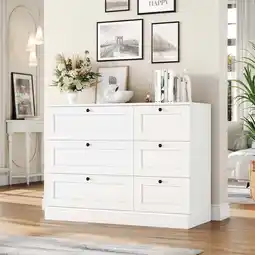 Walmart Homfa 6 Drawer Double Dresser, Wood Storage Cabinet Chest of Drawers,White Dresser for Bedroom offer