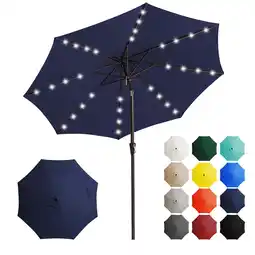 Walmart JUSTLET 10 ft Patio Umbrella for Table, Outdoor Sun Umbrella with LED Solar Lights, Navy Blue offer