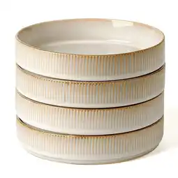 Walmart Famiware Star 8.25'' Pasta Bowls, Large Dinner Bowls Set of 4, Cappuccino White offer