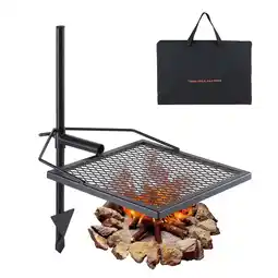 Walmart BENTISM Swivel Campfire Grill 16 x 16 Heavy Duty Steel Open Fire Cooking Grate Adjustable offer
