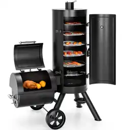Walmart Alpha Joy Vertical Charcoal Grill with Offset Smoker 961 Square Inches Extra Large BBQ offer