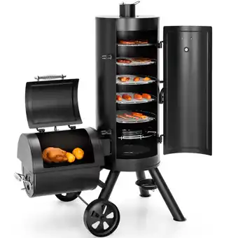 Walmart Alpha Joy Vertical Charcoal Grill with Offset Smoker 961 Square Inches Extra Large BBQ offer