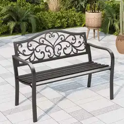Walmart Alpha Joy 2-Person Patio Garden Bench Slatted Seat for Lawn, Park, Flower offer